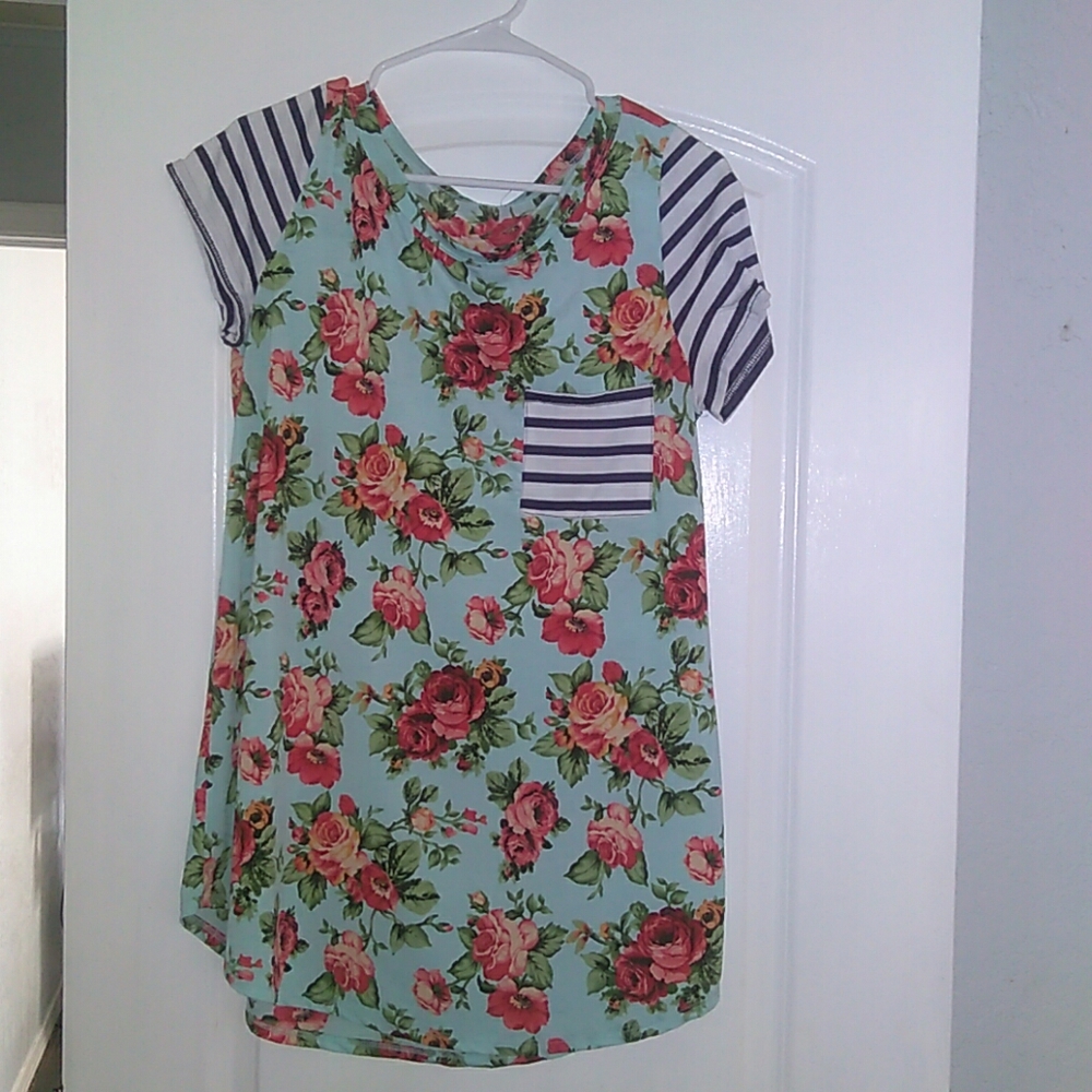 Floral shirt with stripes